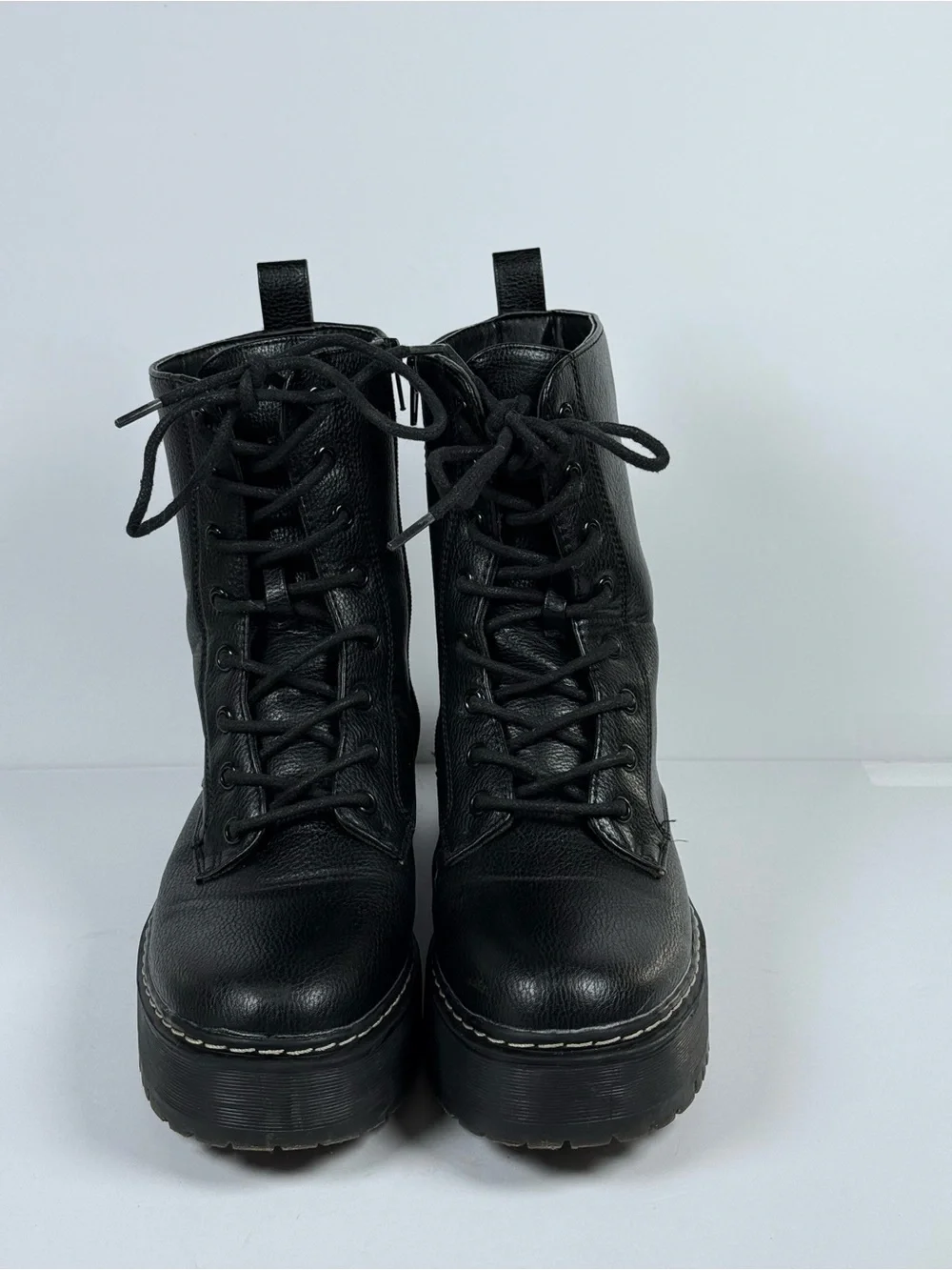Unionbay Platform Lace Up Combat Boots Black Size 7.5