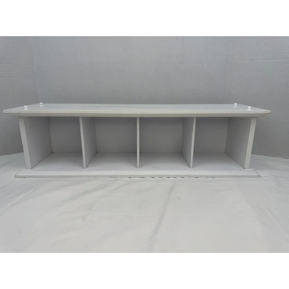 White Wooden 4 Cube Cubby Organizer Wall Mount Storage Rack