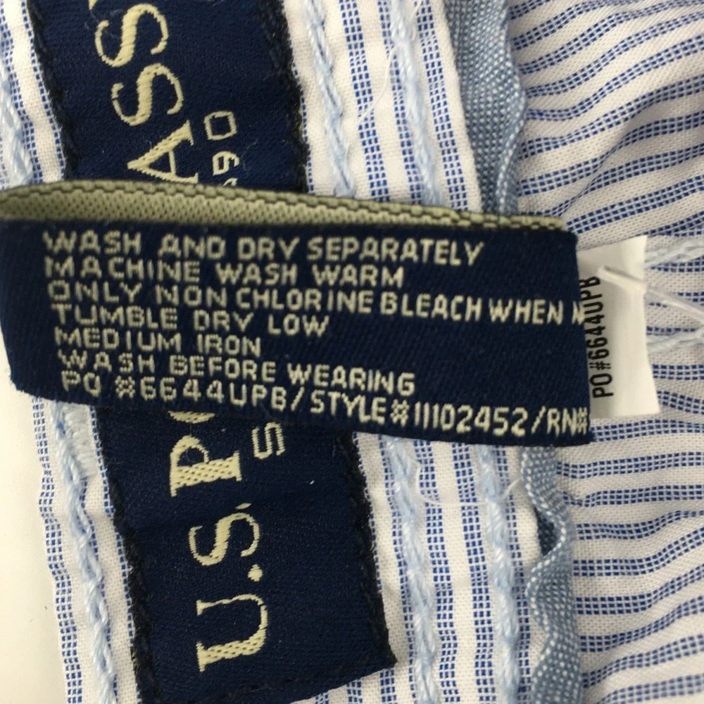 U.S. Polo Assn. Shorts Mens 42 Blue White Striped Seersucker Cotton 111024522GD