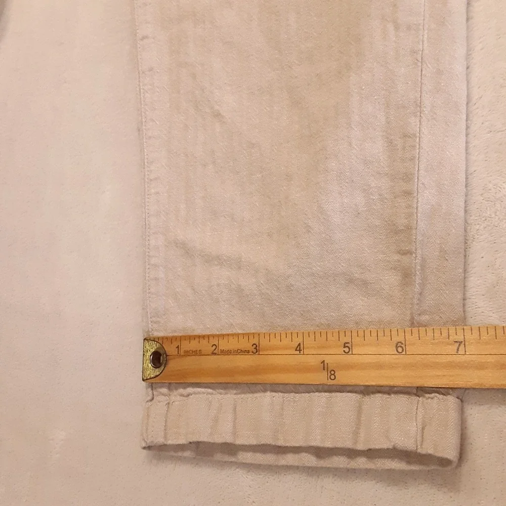 Banana Republic Mens Mason Athletic Tapered Pants 34x30 Beige Cotton Linen