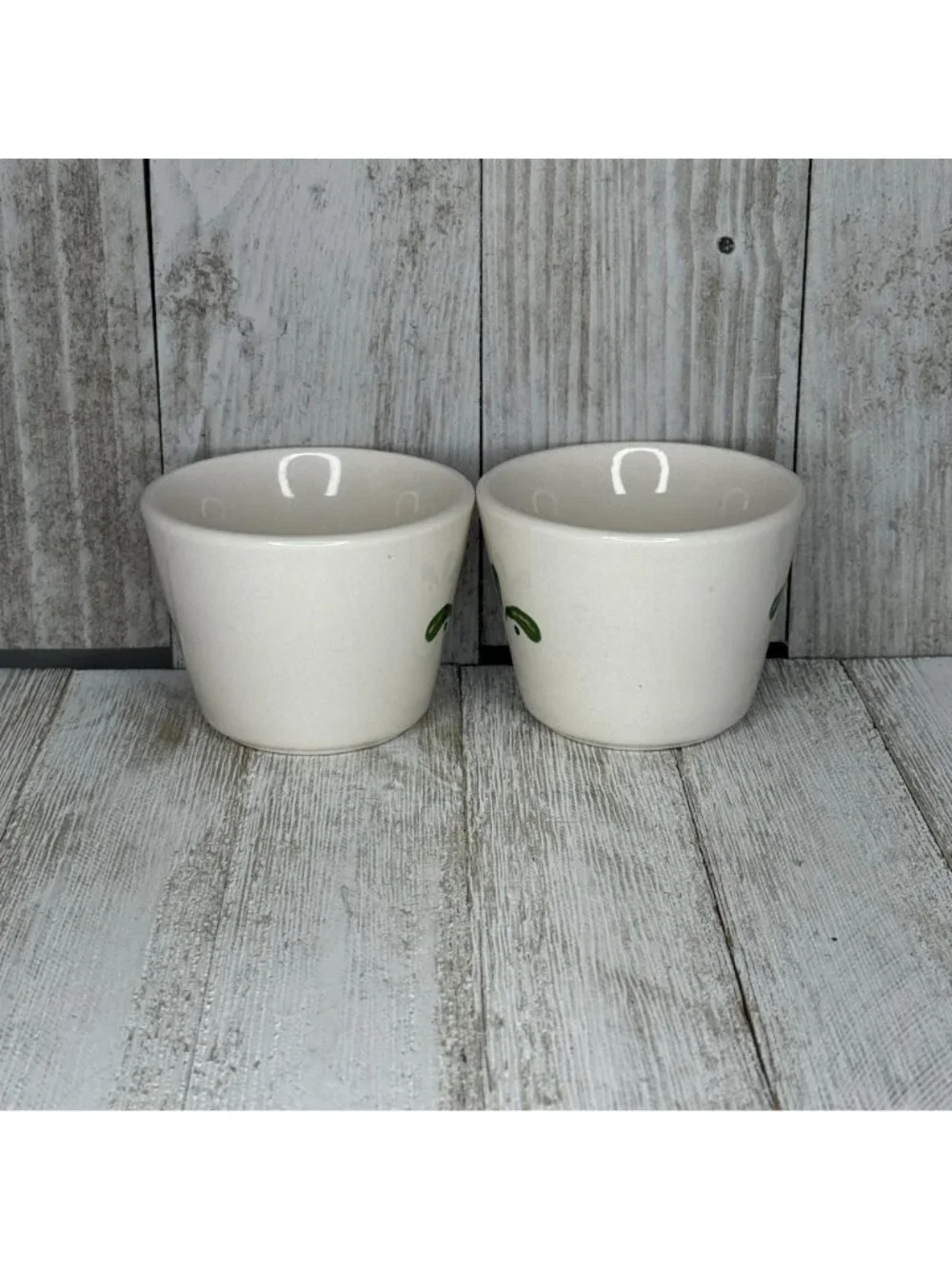 2 Vintage Toscana Restaurant Ware Custard Cups / Sugar-Caddy Bowls With a Green