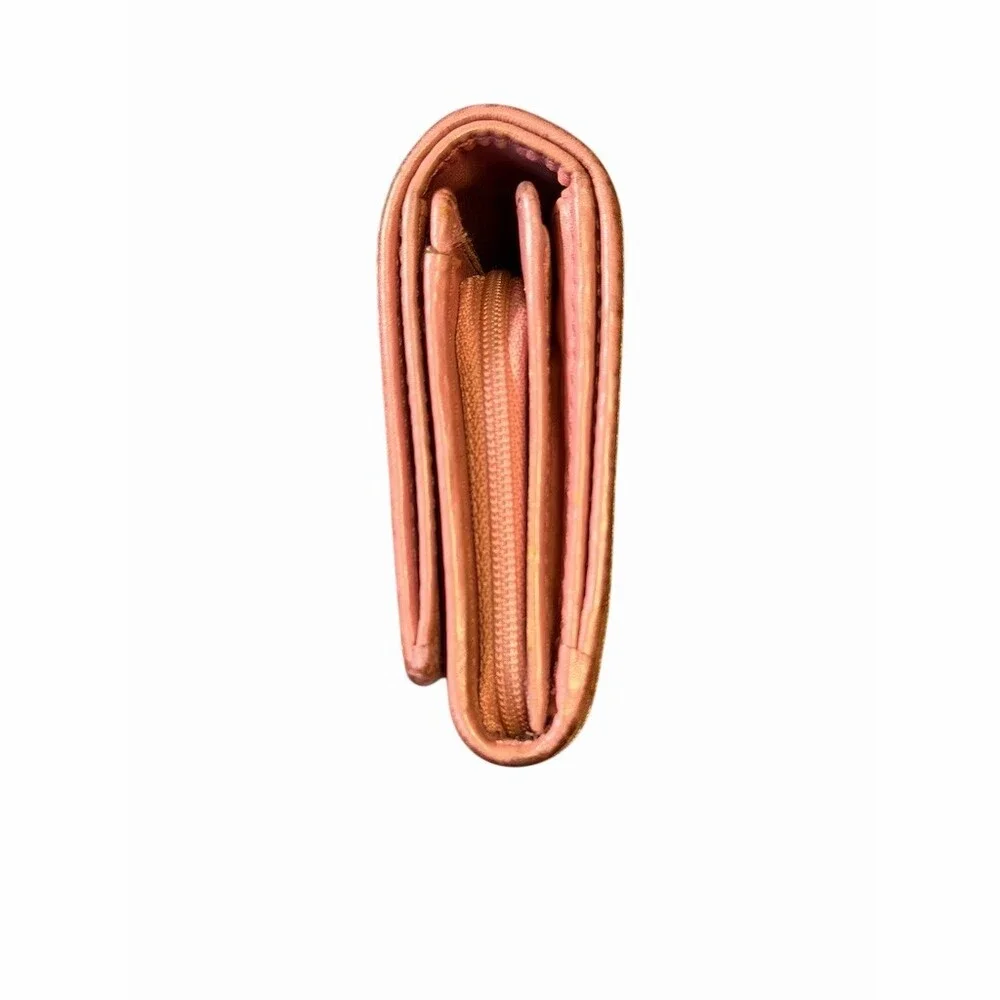Coach Signature Monogram Pink and Tan Wallet