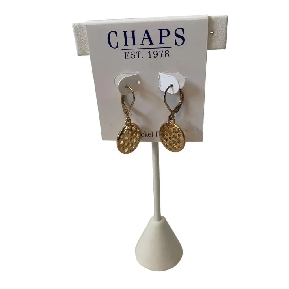CHAPS Gold Toned Leverback Earrings.
