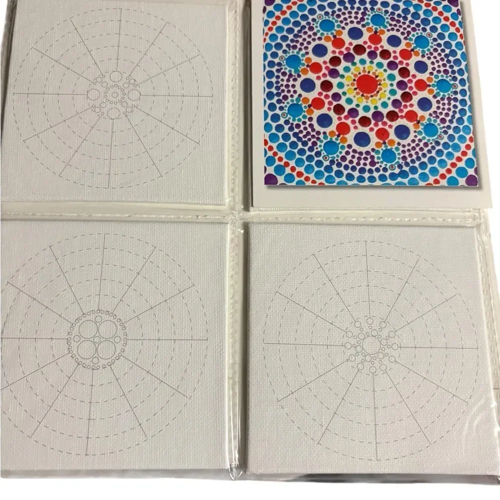 2 Mandala Dot Art Canvas Sets‎