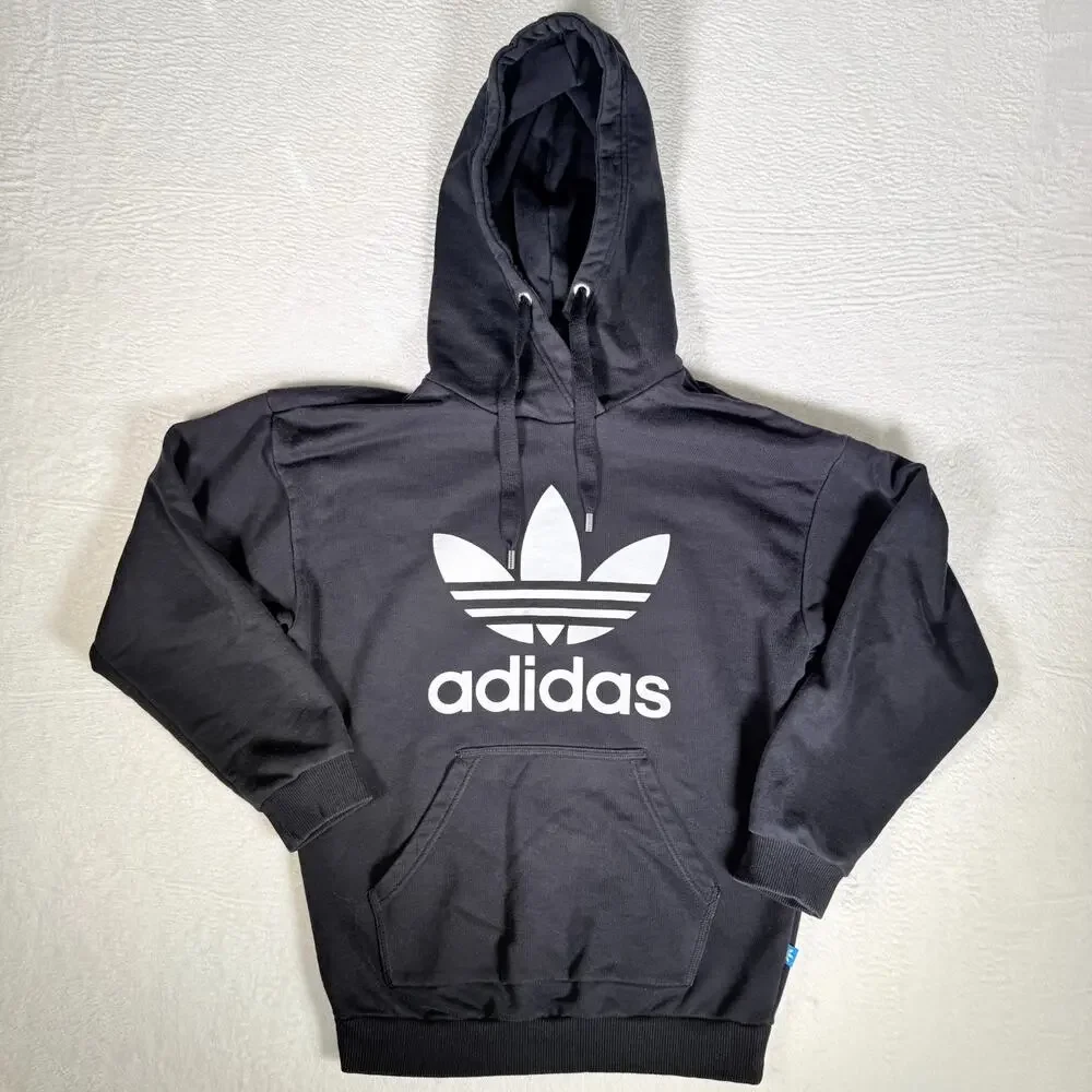 Adidas Sweater Unixex Adult XS Black‎ Trefoil Logo Hoodie Sweatshirt Streetwear