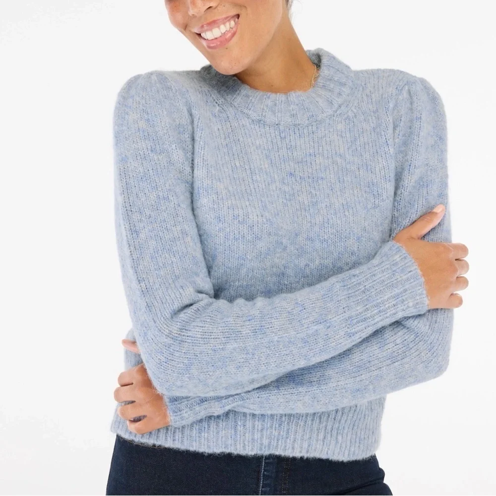 J. Crew Soft Blue Crew Neck Fuzzy Sweater