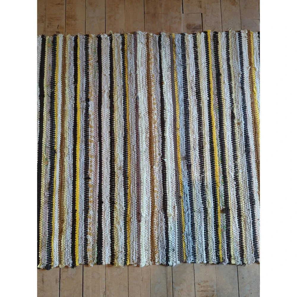 Antique Imported Swedish Hand Made Rag Rug Runner (26‎ x 188