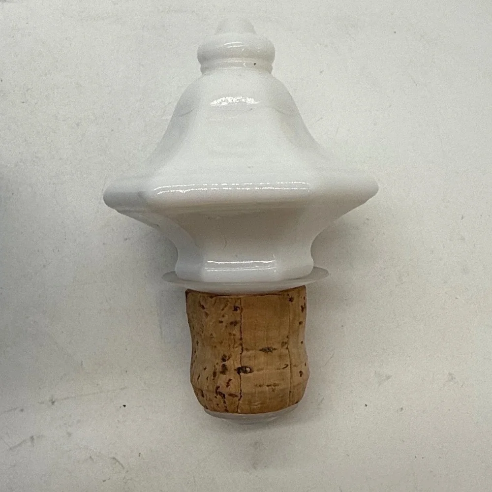 Vintage Jim Beam 1960sBlue Milk Glass Decanter Pastoral Scene White Stopper