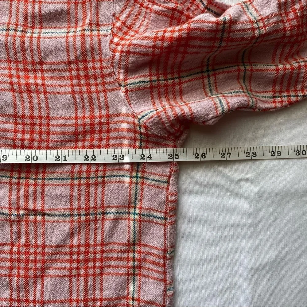Intimately by Free People Plaid About You Pink Sleep Shirt Size Small