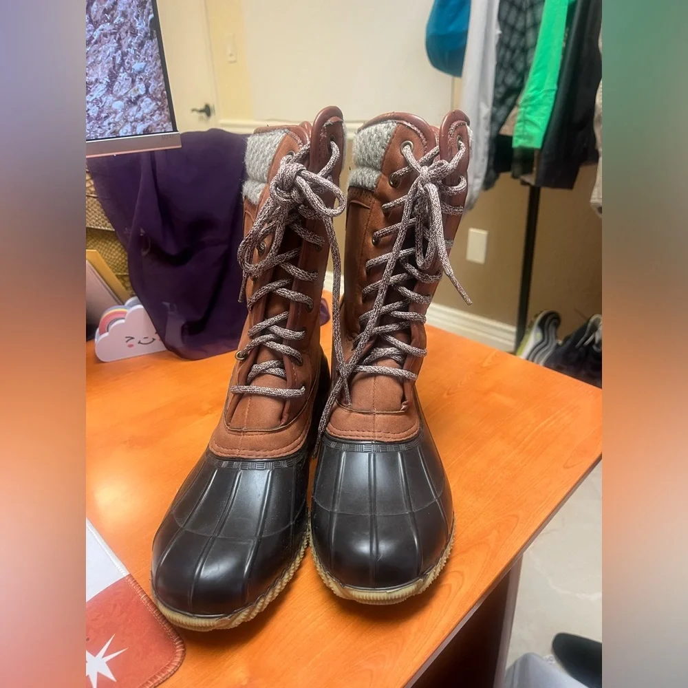 Lane Bryant 9W‎ Snow boots Duck boot knit cuff faux suede waterproof outdoor