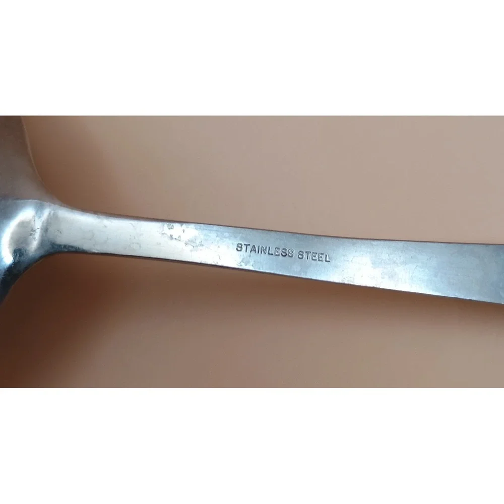 Vintage Stainless Steel Double Spout Gravy Ladle Japan Etched Floral MCM Style