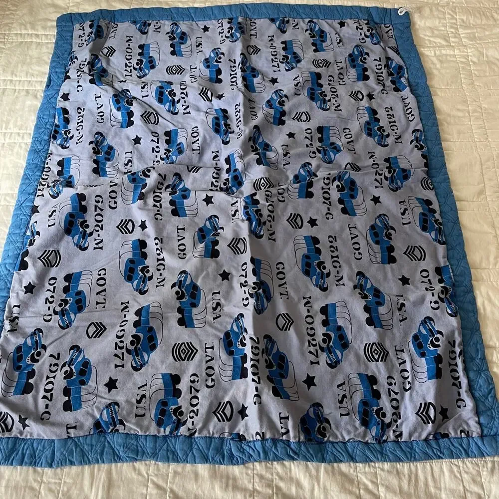 military army print blue Baby‎ quilt