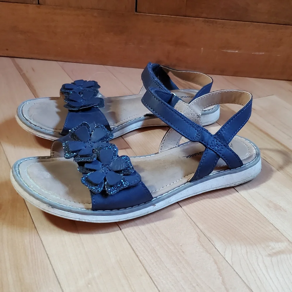 Hanna Andersson Navy Blue Glitter Sandals Youth Size‎ 2