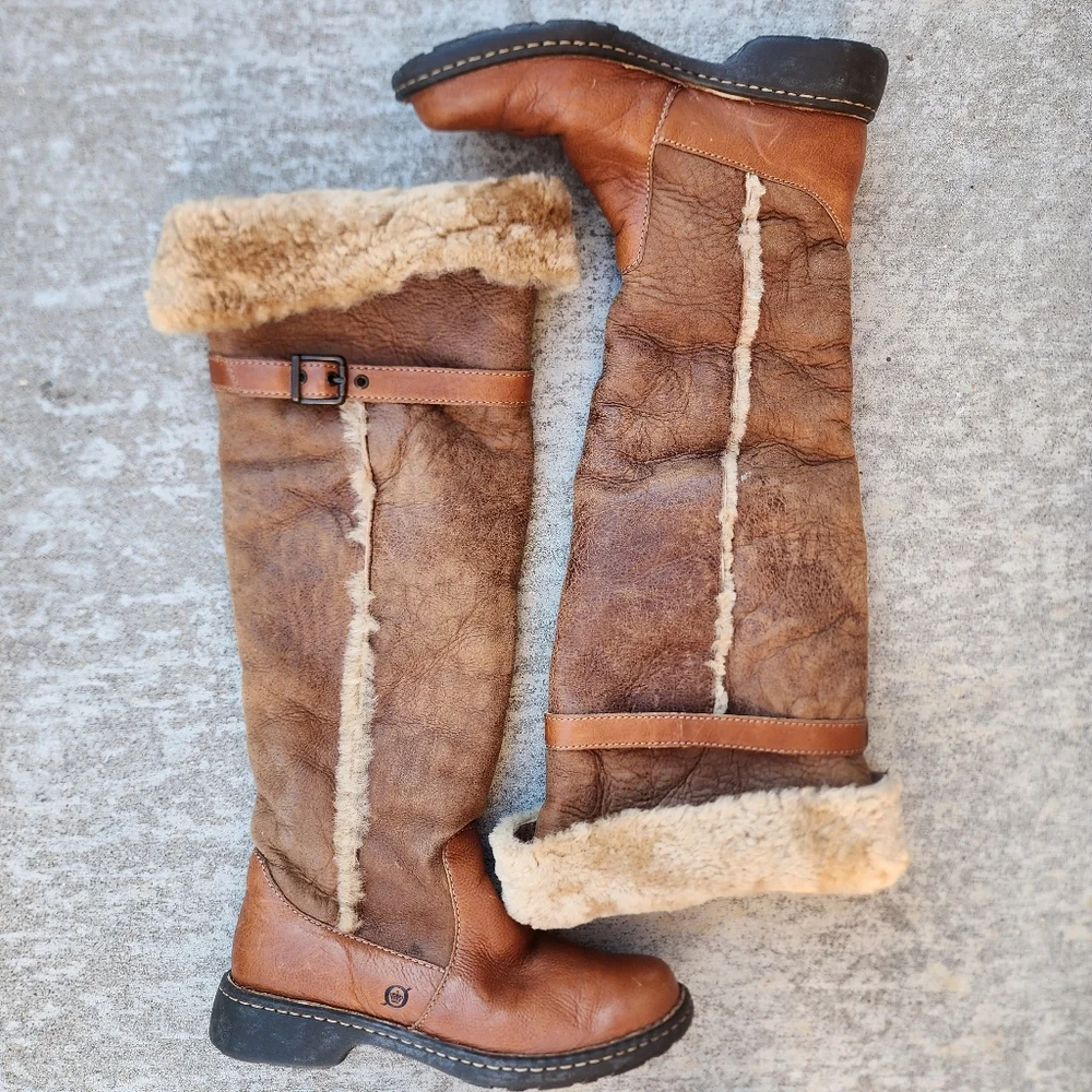 Brown Oakdale Tall Leather Over‎ The Knee Searling Boho Boots, Sz 8