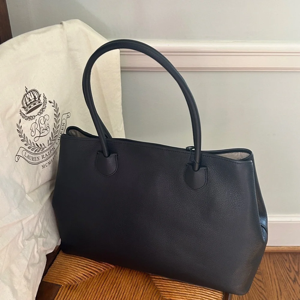 Ralph Lauren Millbrook Leather Bag Shoulder Bag Black Leather Large NEW