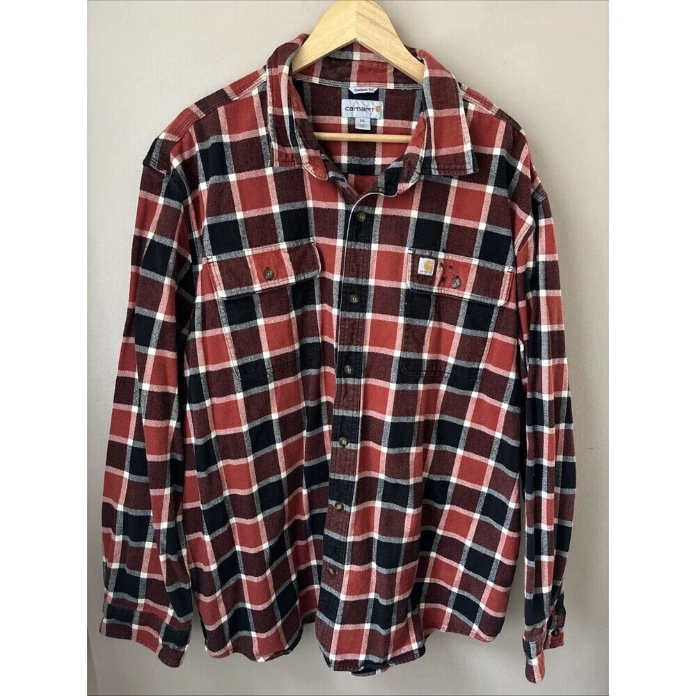 Carhartt Men’s 2XL Hubbard Flannel Shirt Original Fit Plaid Heavyweight