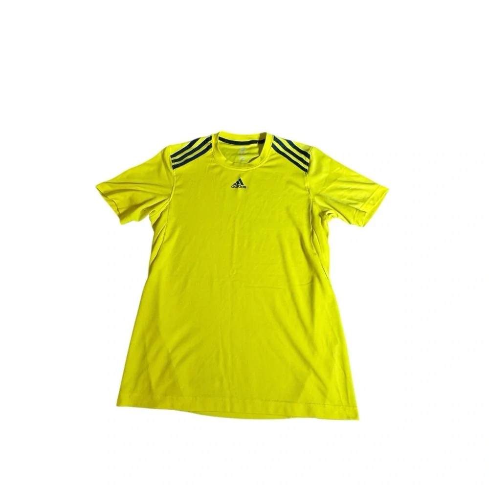 Adidas Climalite Shirt Mens Medium Yellow Athletic Tee Soccer Training