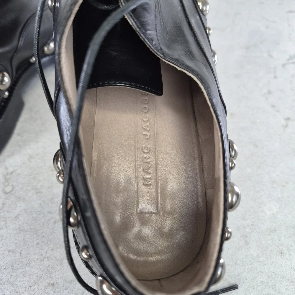 MARC JACOBS Womens Black Studded Oxfords Shoes‎ 37