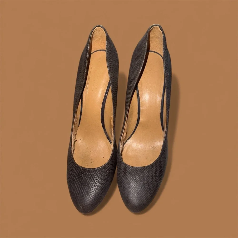Nine West Women's Black Embossed Leather Pointed Toe High Heel Pumps Size‎ 8 5M