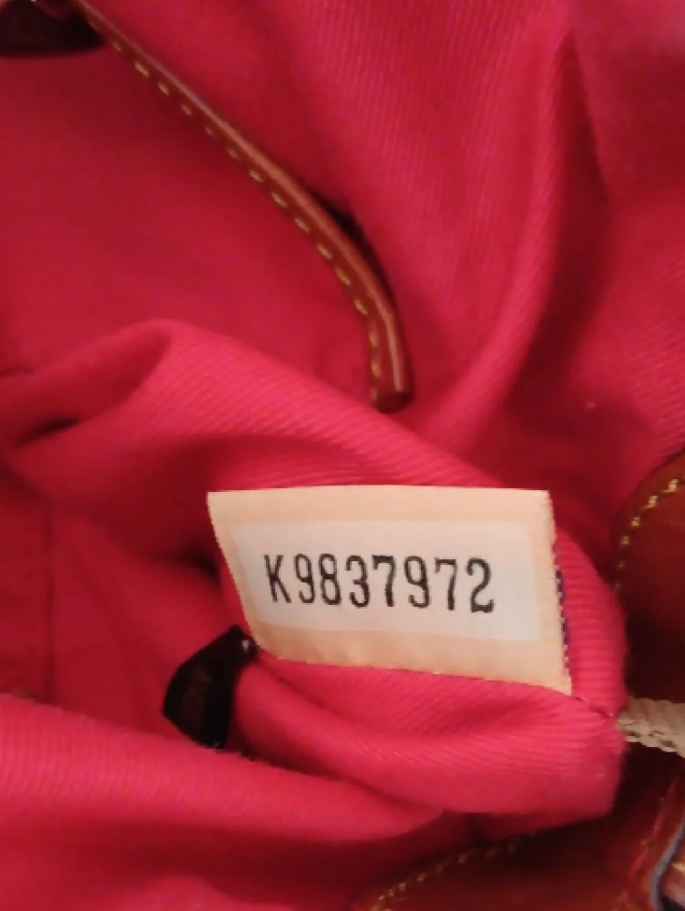 Dooney & Bourke Brown Monogram Handbag with Tan Leather Accents