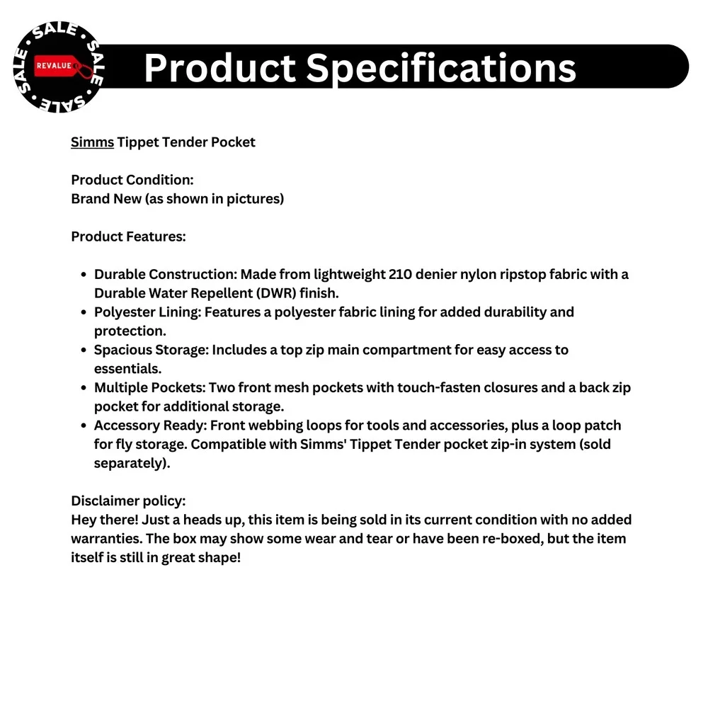 Simms tippet tender