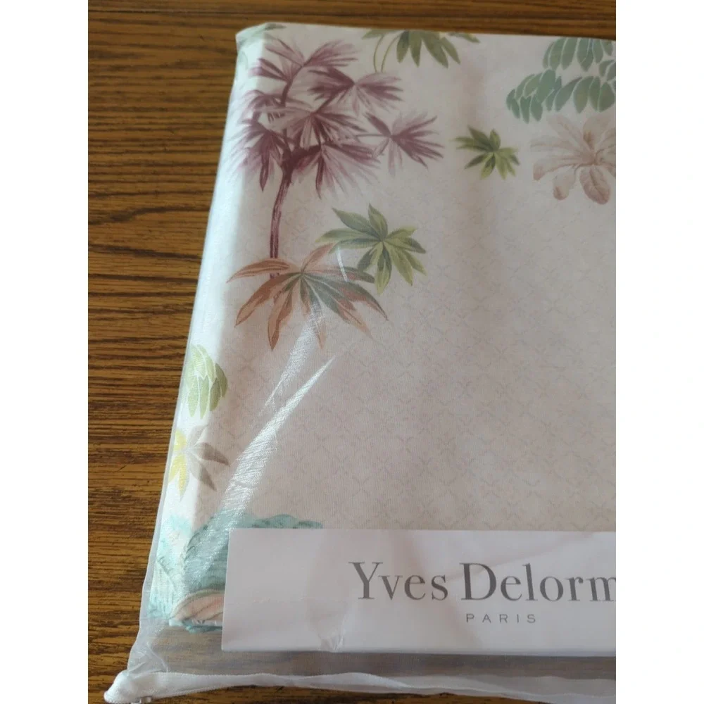 NWT Yves Delorme Paris LAOS‎ 100% Organic Cotton Queen Duvet Cover Floral France
