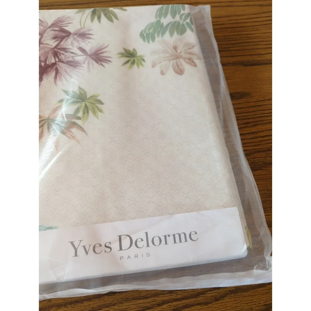 NWT Yves Delorme Paris LAOS‎ 100% Organic Cotton Queen Duvet Cover Floral France