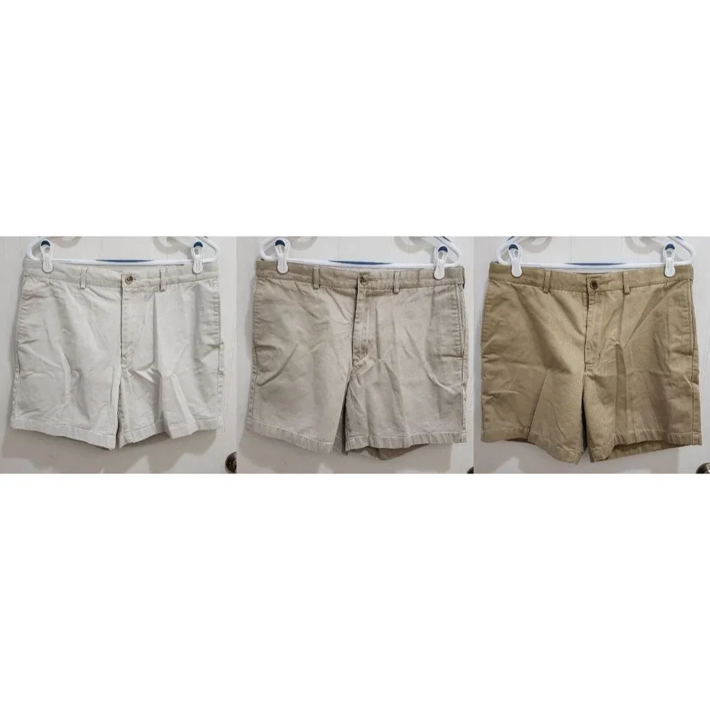 Lot of 3 Lands' End Traditional Fit Chino Shorts Size‎ 34 100% Cotton