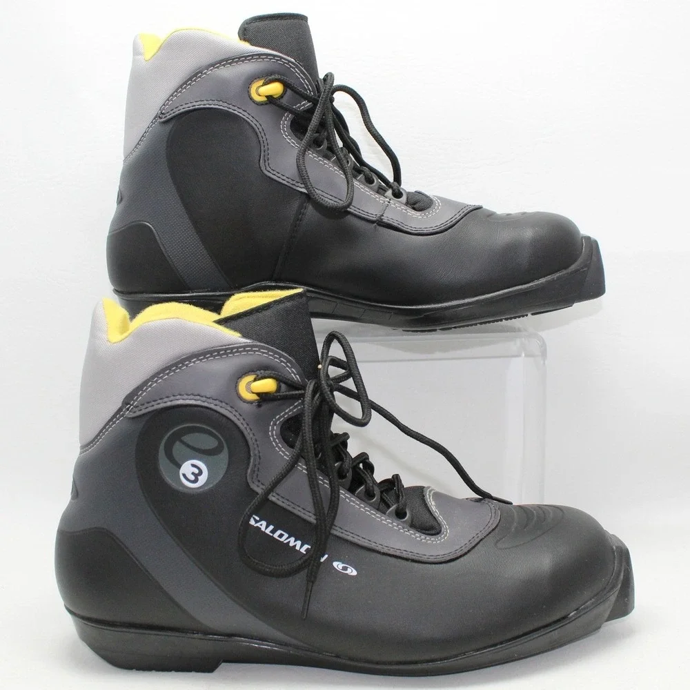 Salomon E3 Cross Country Ski Boots Mens 9.5 Black Grey‎ SNS Profil 88501331
