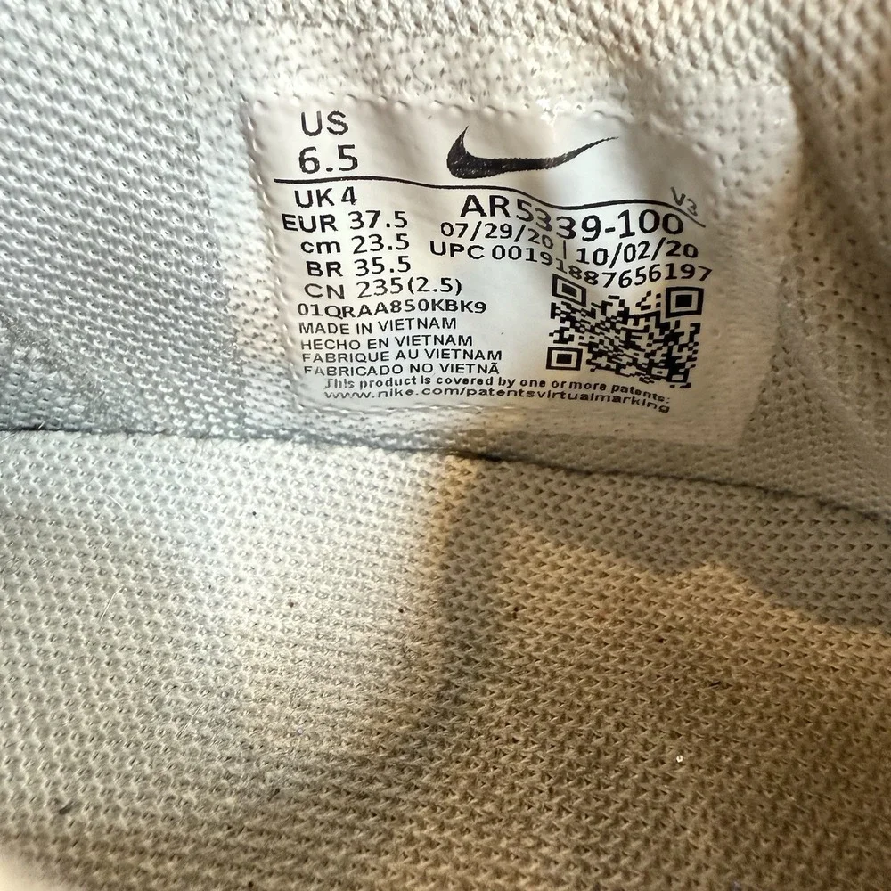 Nike Air Force 1 Sage AR5339-100 Triple White Low Top Women's Sneaker Size 6.5