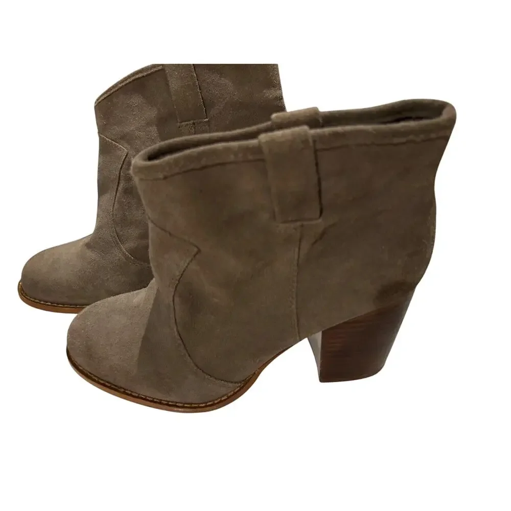 Splendid Women‎ Suede block heel Booties Sz 8 gray Round Toe cowgirl capsule