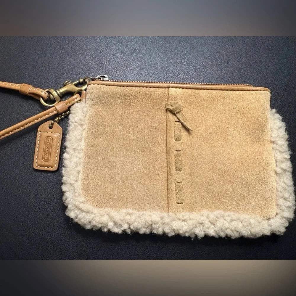 Coach Y2K Shearling Suede Wristlet