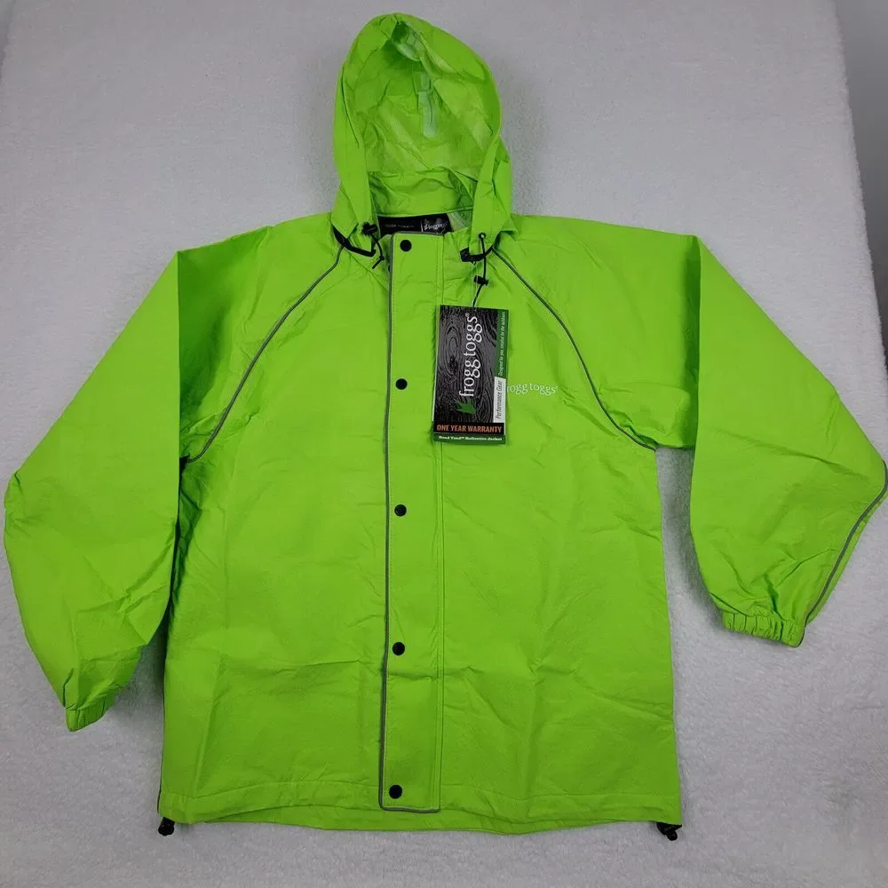 Frogg Toggs Road Toad Reflective Jacket Mens‎ Small Hi-Vis Green FT63133-48 NEW