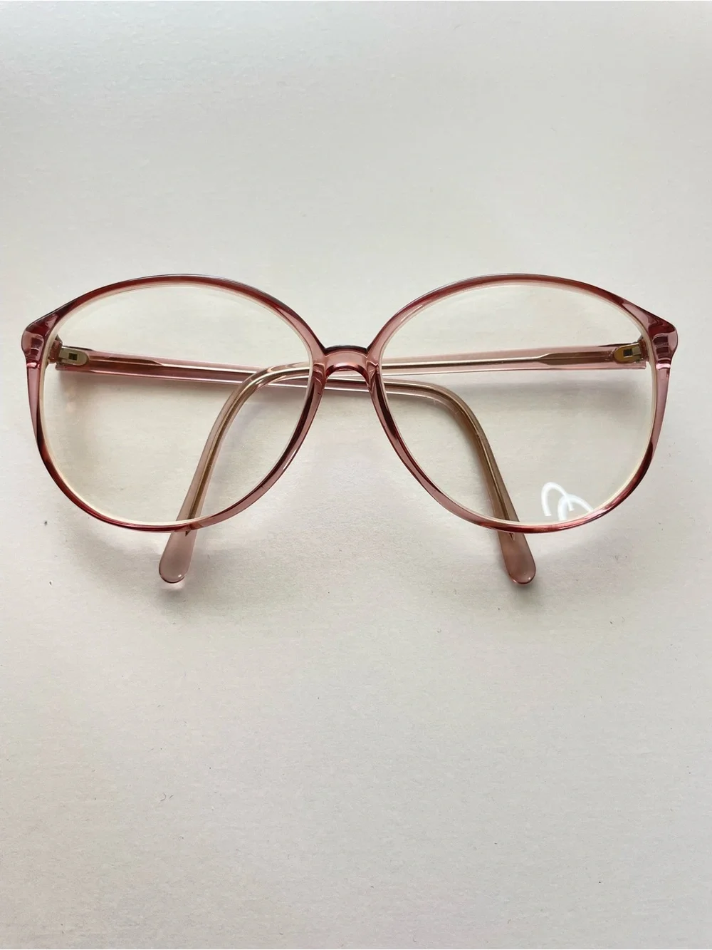 Vintage 80s Oversized Pink Round Plastic Eyeglass Frame Women's Glasses