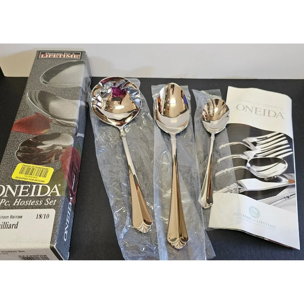 Oneida Heirloom Stainless 18/10‎ Juilliard 3 Piece Hostess Set