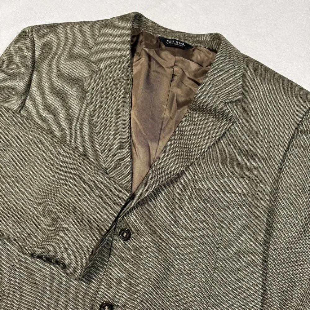 Jos‎ A Bank Blazer Mens 48L Brown Silk Wool Herringbone Sport Coat Jacket