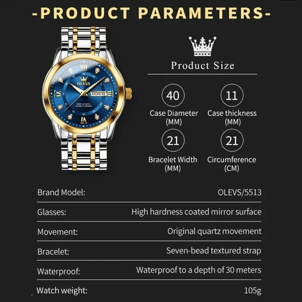 Olevs gold blue