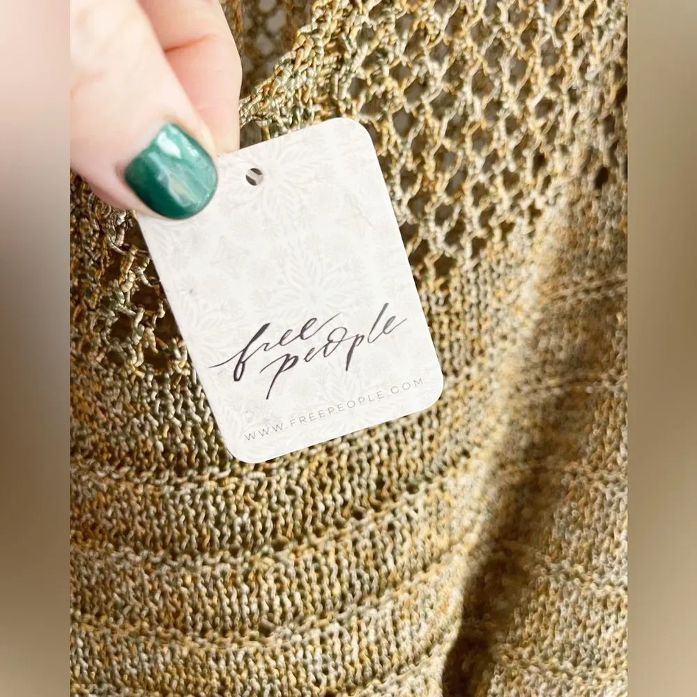 Free People Solaris Pullover sweater in brown crochet XL. NWT
