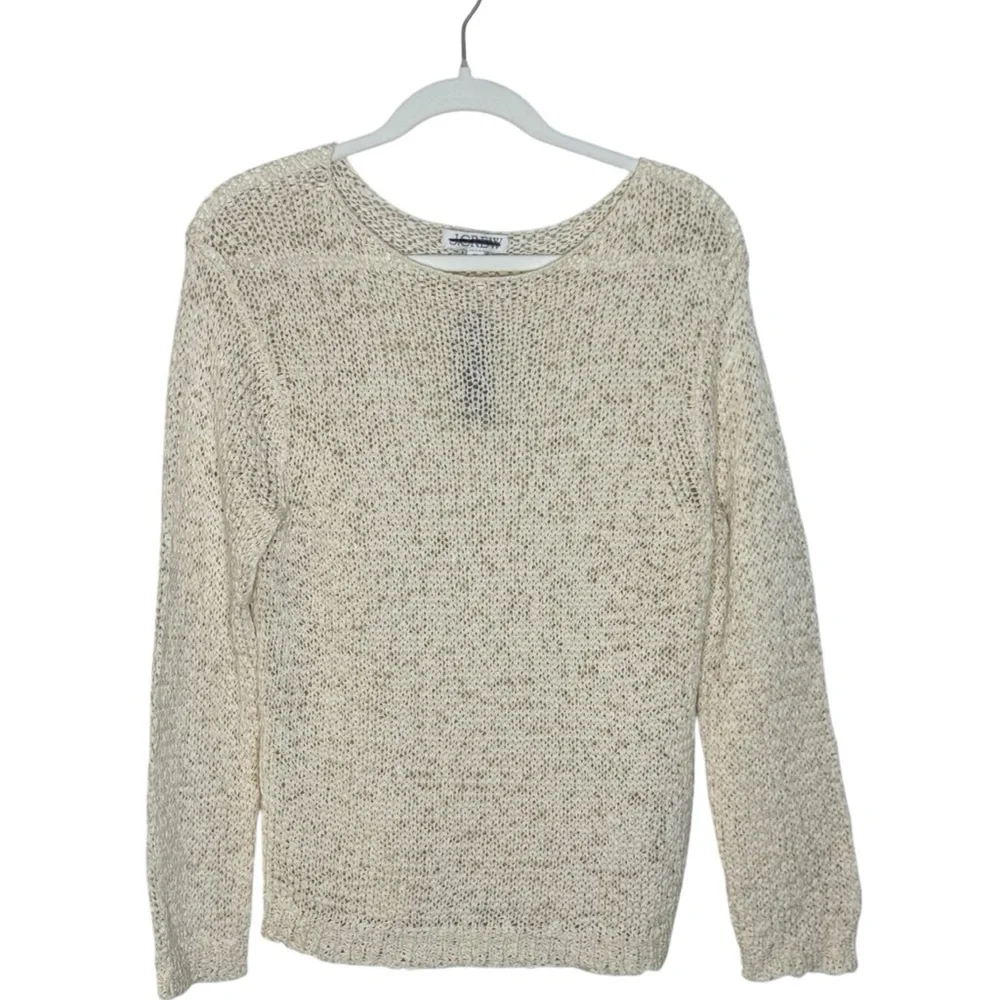 J. Crew Long Conco Pullover Natural Loose Knit Cotton Blend Sweater NWT XS