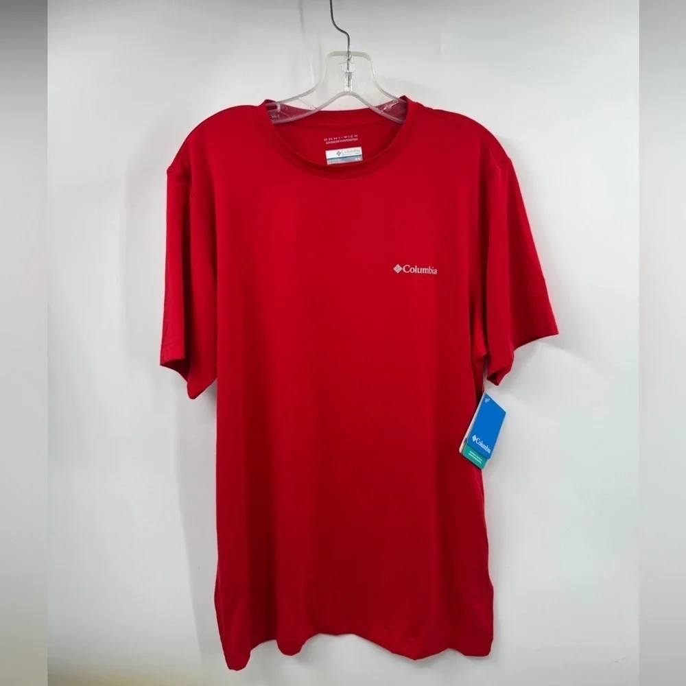 Columbia Diamond Peak Short Sleeve Shirt Red sz M Activewear Omni Wick NWT