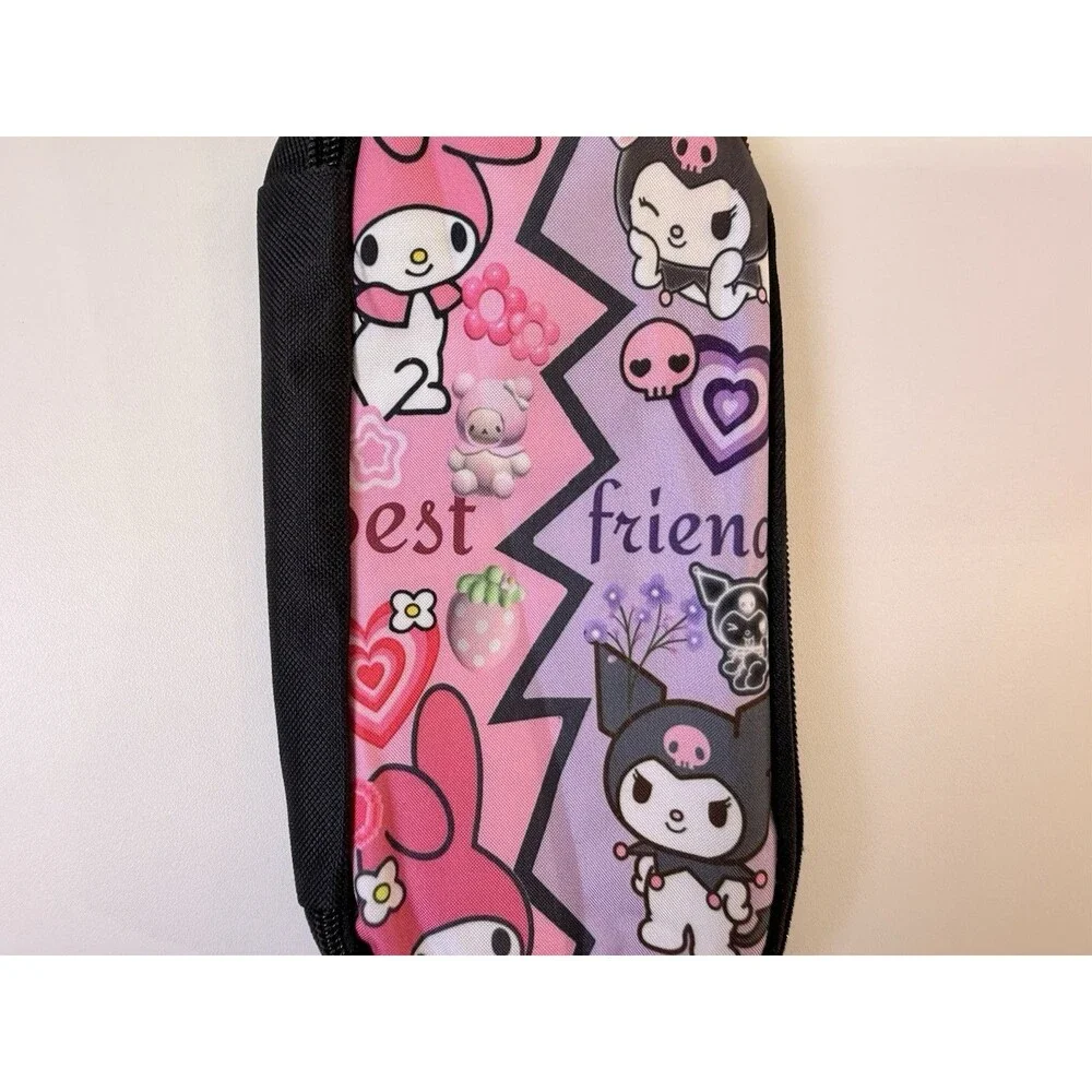 New My Melody & Kuromi School Pencil Pen Case Pouch Black Pink Purple BFF