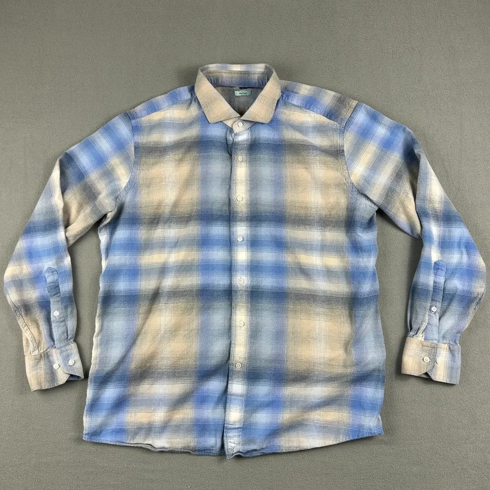 Peter Millar Shirt Mens XL‎ Crown Crafted Trento Italian Flannel Plaid Button Up
