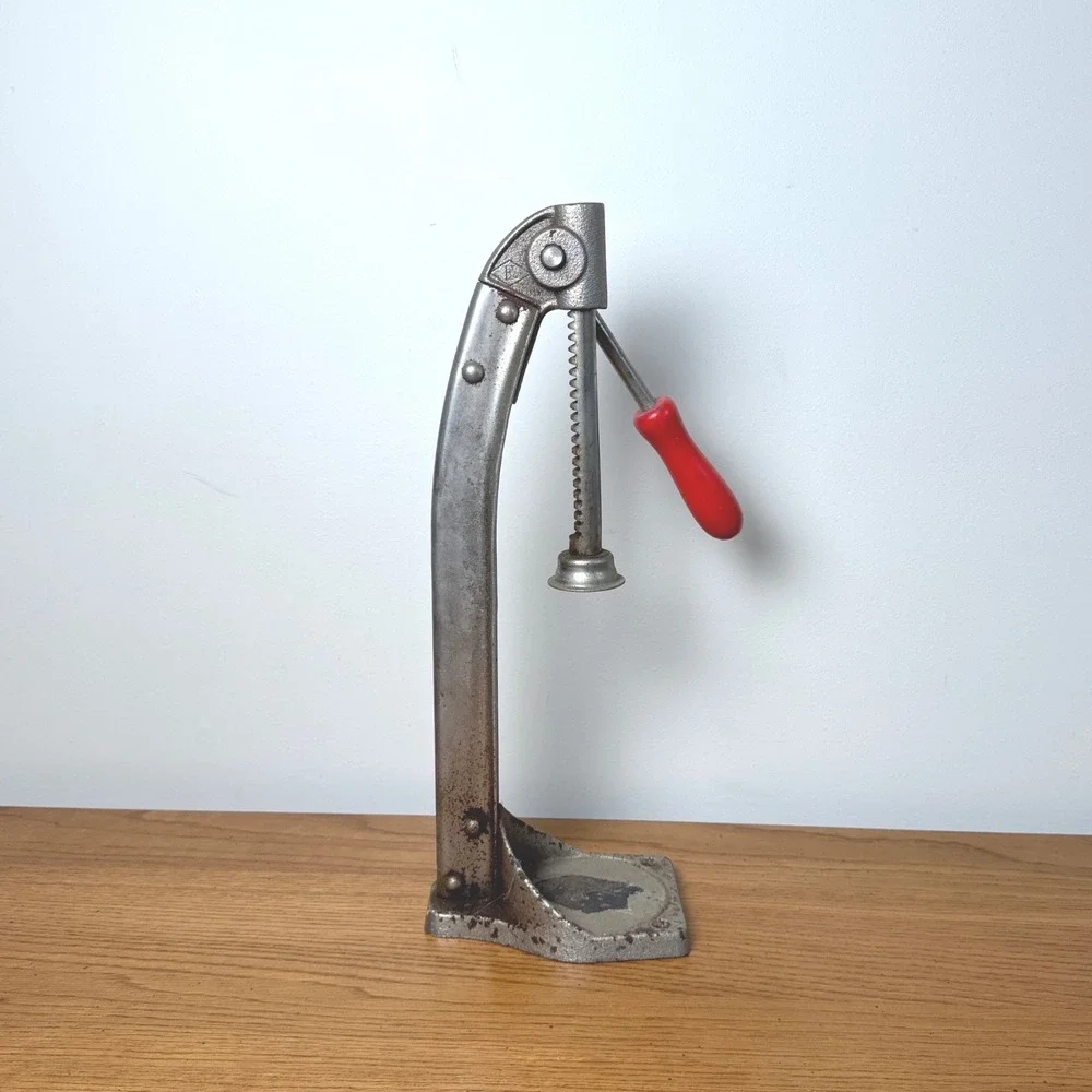 Vintage‎ Industrial Cast Iron Bottle Capper Made in USA Red Handle