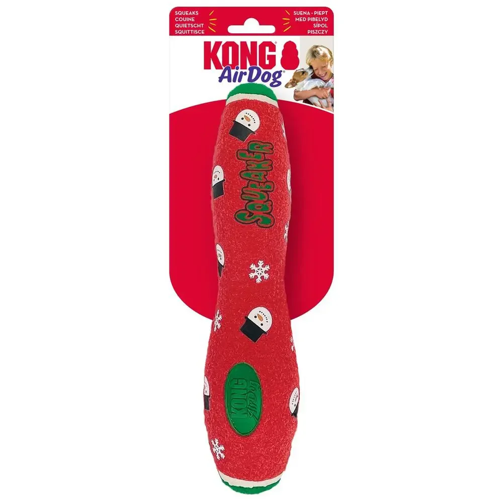 Kong‎ Holiday AirDog Large Squeaker Dog Toy Stick Red Snowman Christmas Toss
