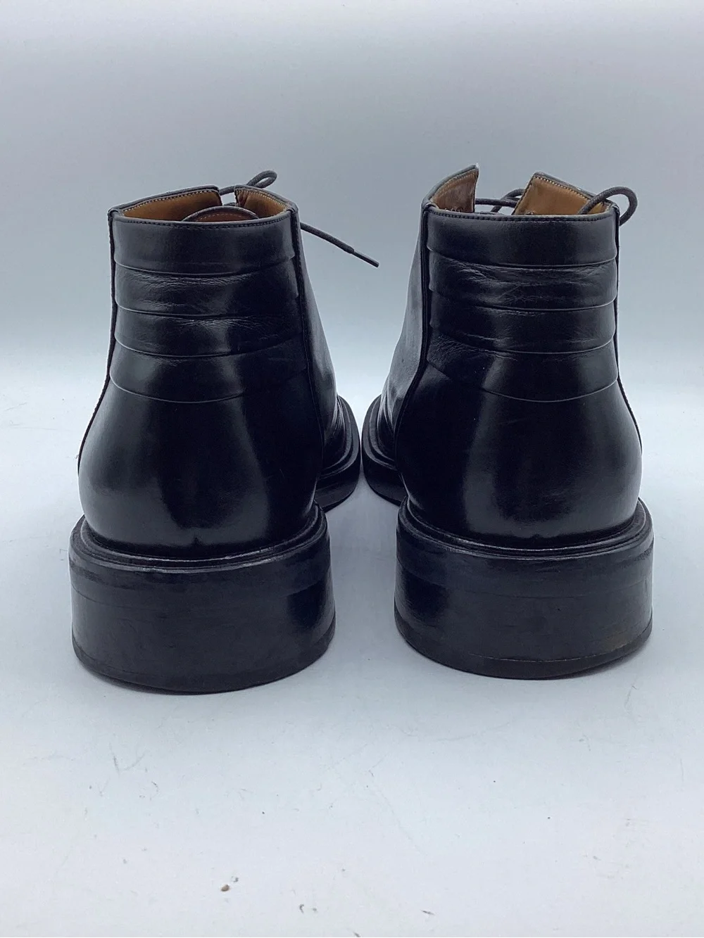 Mezlan Spain Men's Black Leather Mixed Media Square Toe Chukka Boots Size 9M⁠