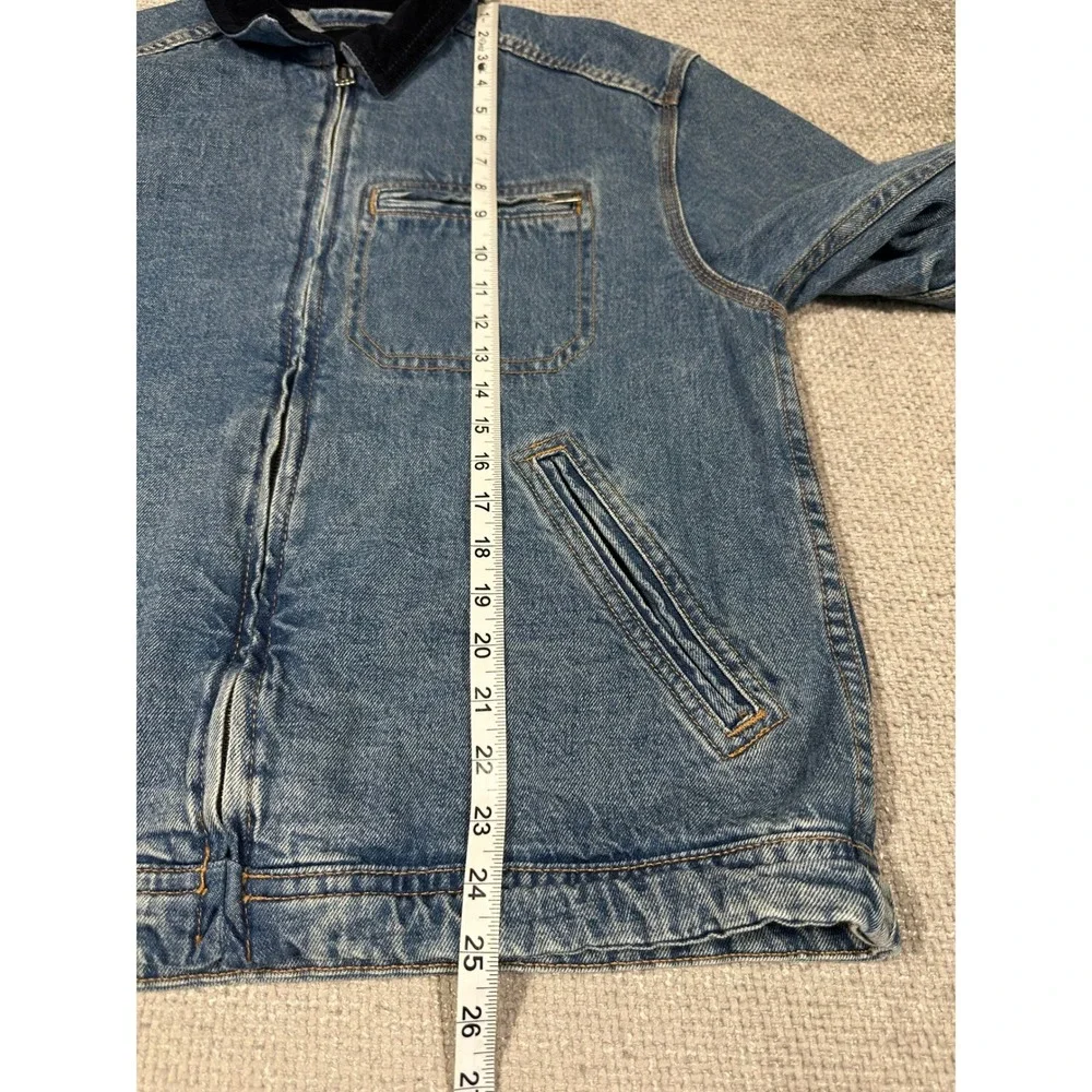 HM Denim Jacket Mens Small Blue Jean Workwear Corduroy Collar