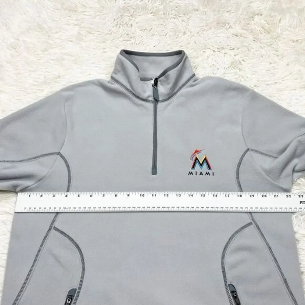 Antigua‎ Men's MLB Miami Marlins Grey Fleece Ice Pullover 1/4 Zip Size Medium