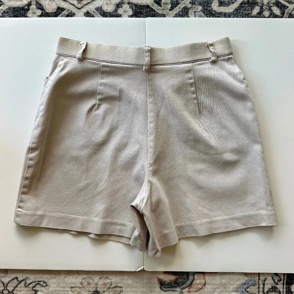 Vintage Tribella Petite Khaki Cotton Shorts