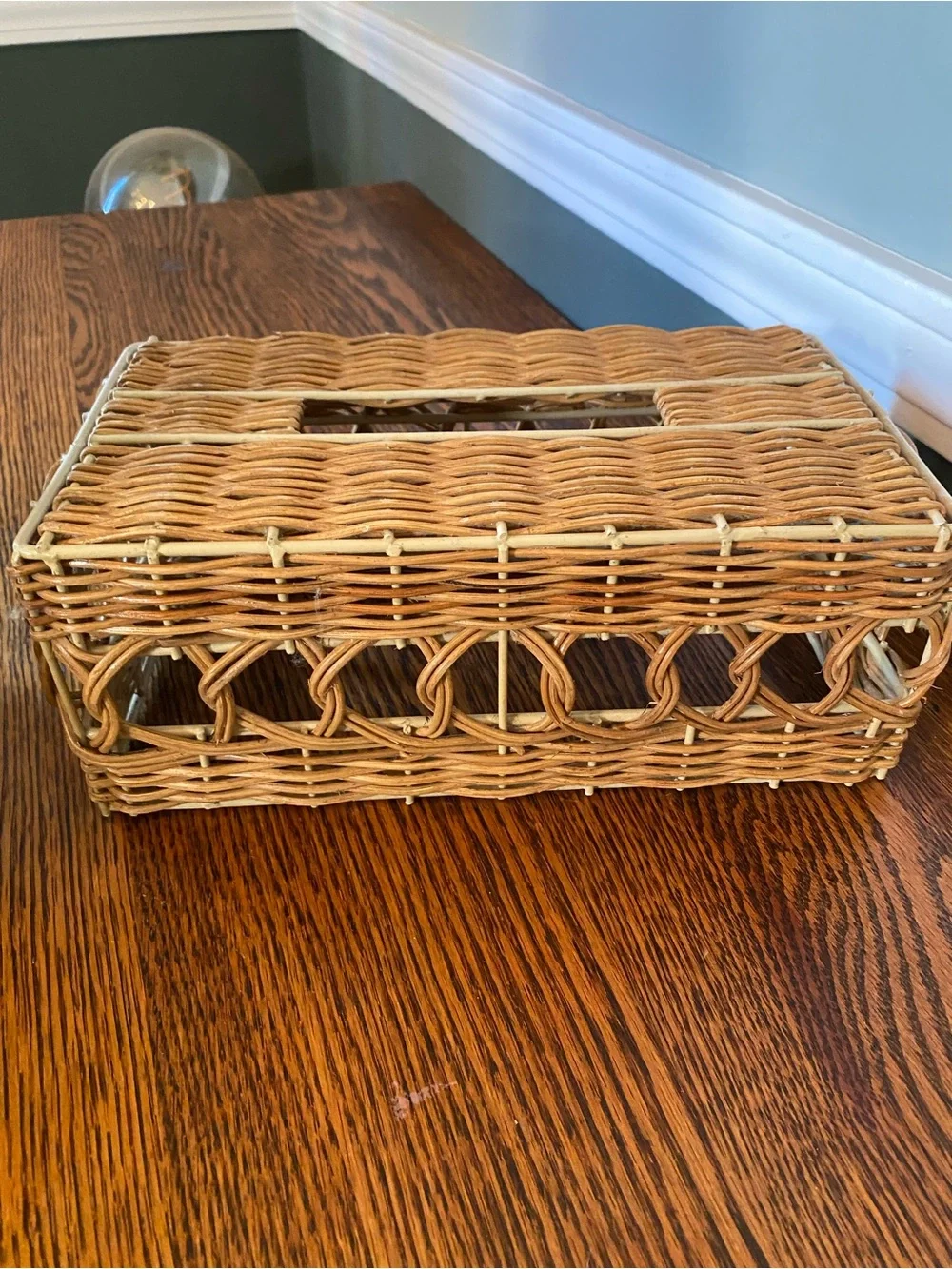 Vintage Boho Wicker Rattan Tissue Box Cover