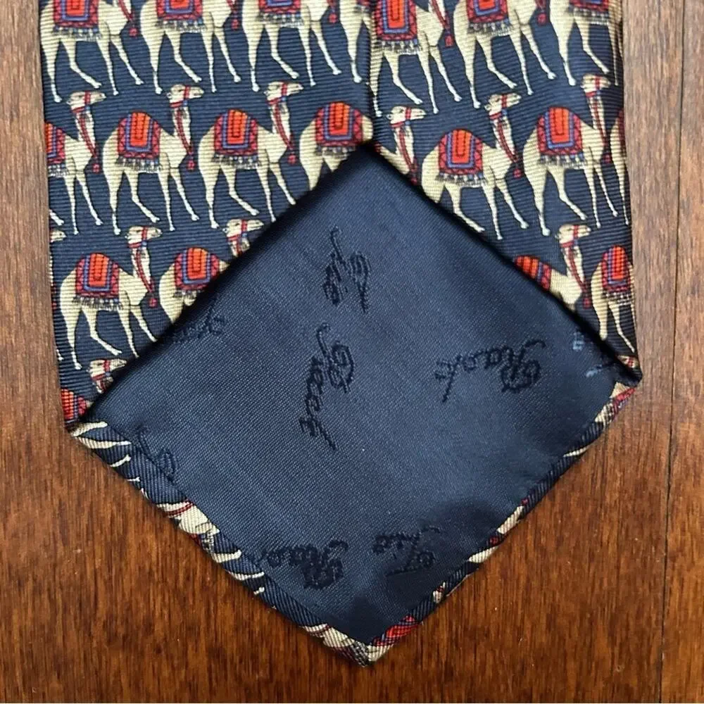 Awesome Camel Tie, 100% Silk and Made in Italy, Blue and Red, Beaufort Tie Rack